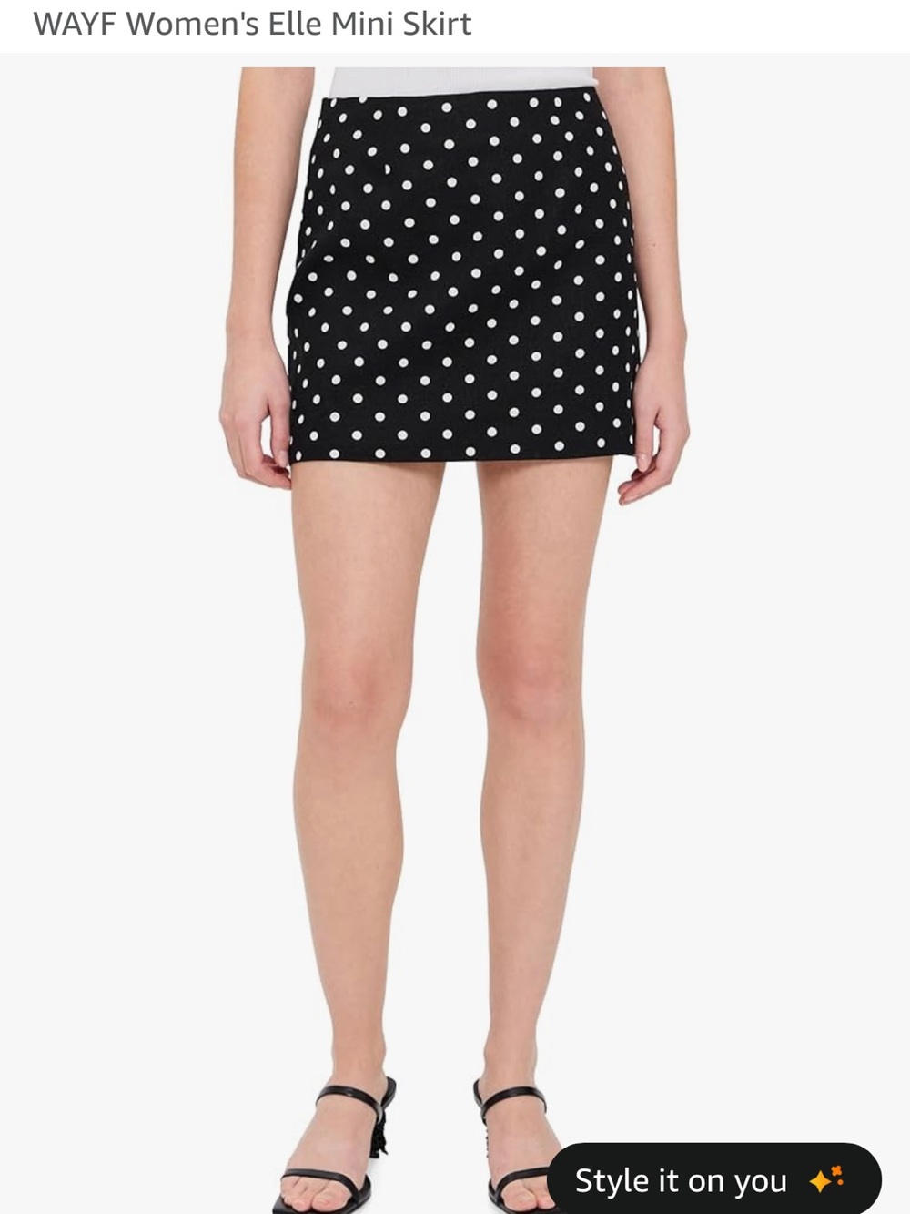 Wayf Black Mini Skirt with White Polka Dots